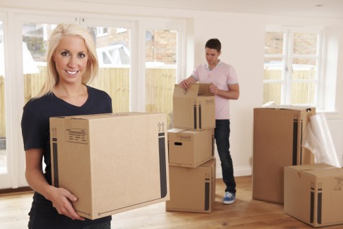 Storage facility safety environment with people following safe procedures