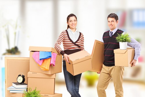 Packed student belongings ready for storage in Chalkfarm