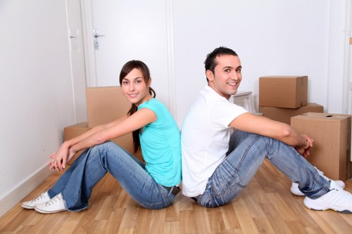Packing boxes and furniture prepared for man and van service