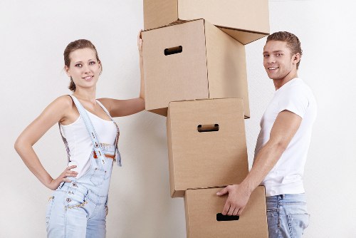 Staff preparing documents and equipment for an office move in Chalkfarm