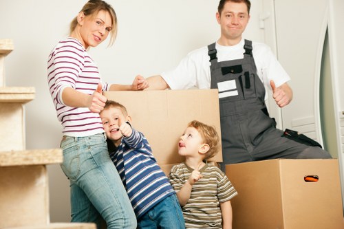 Packed boxes and household items ready for temporary storage